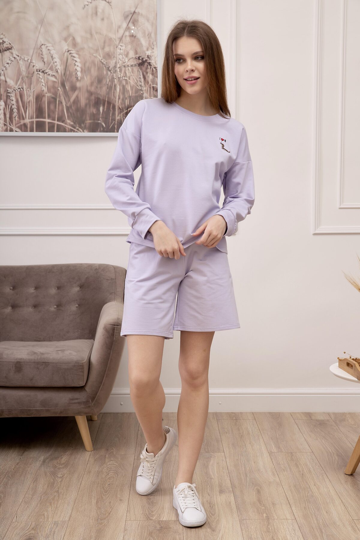 Костюм (Свитшот+Шорты) LIKA DRESS #862868Лиловый