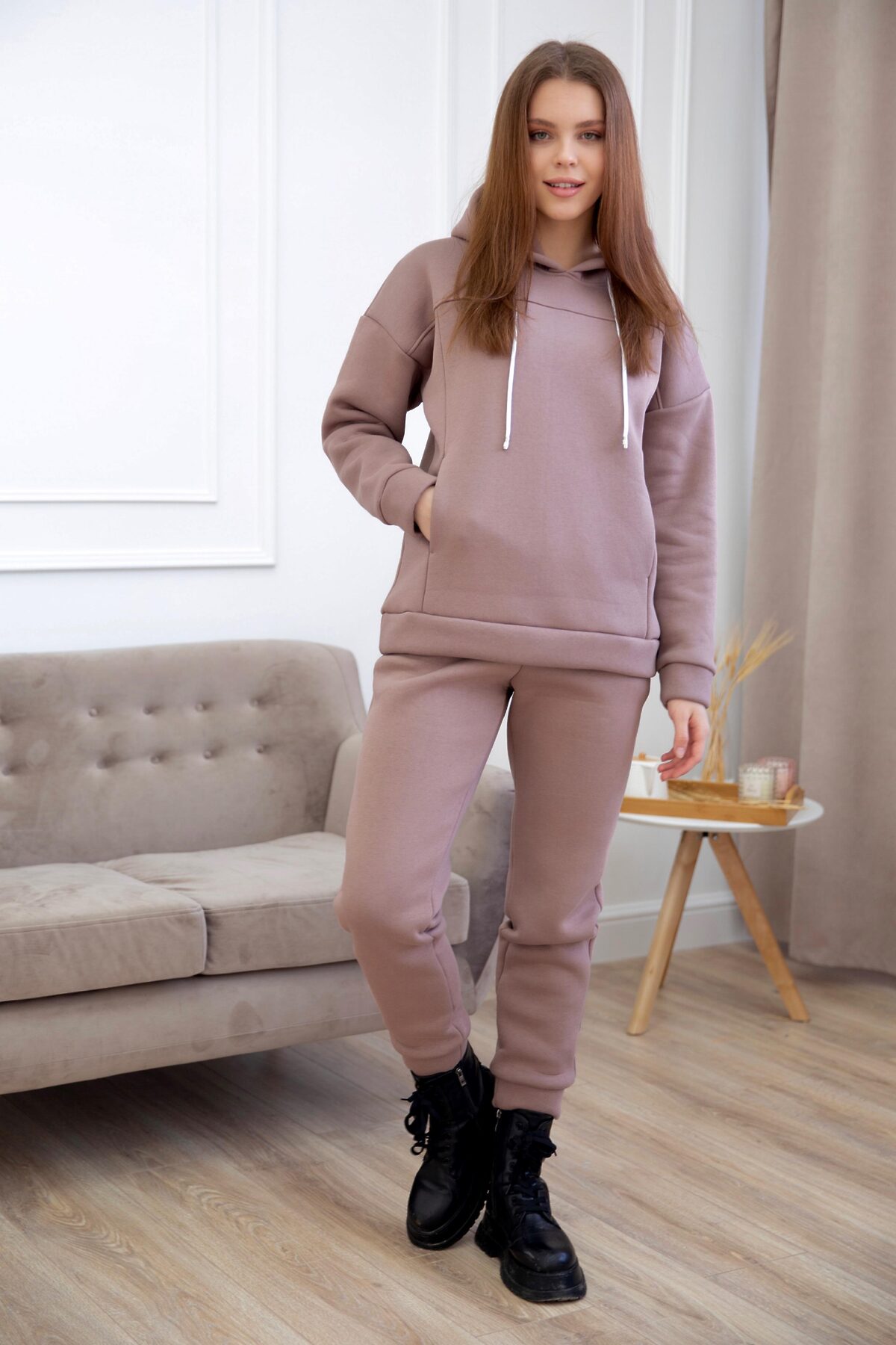 Костюм (Худи+Брюки) LIKA DRESS #862848Коричневый