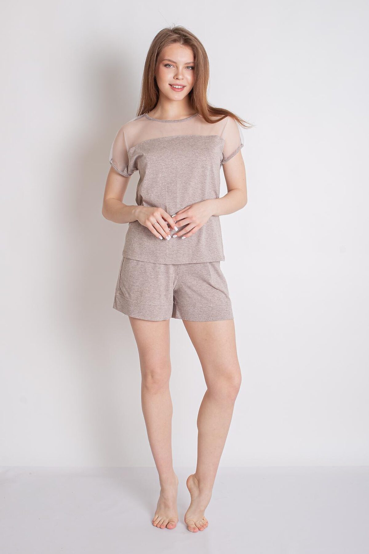 Костюм (Футболка+Шорты) LIKA DRESS #862656Бежевый