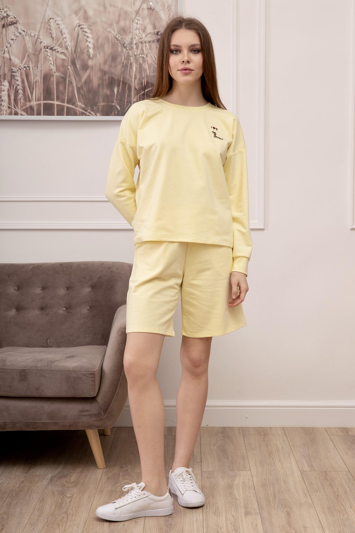 Костюм (Свитшот+Шорты) LIKA DRESS #862870Желтый