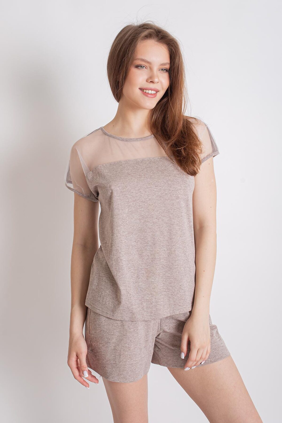 Костюм (Футболка+Шорты) LIKA DRESS #862656Бежевый