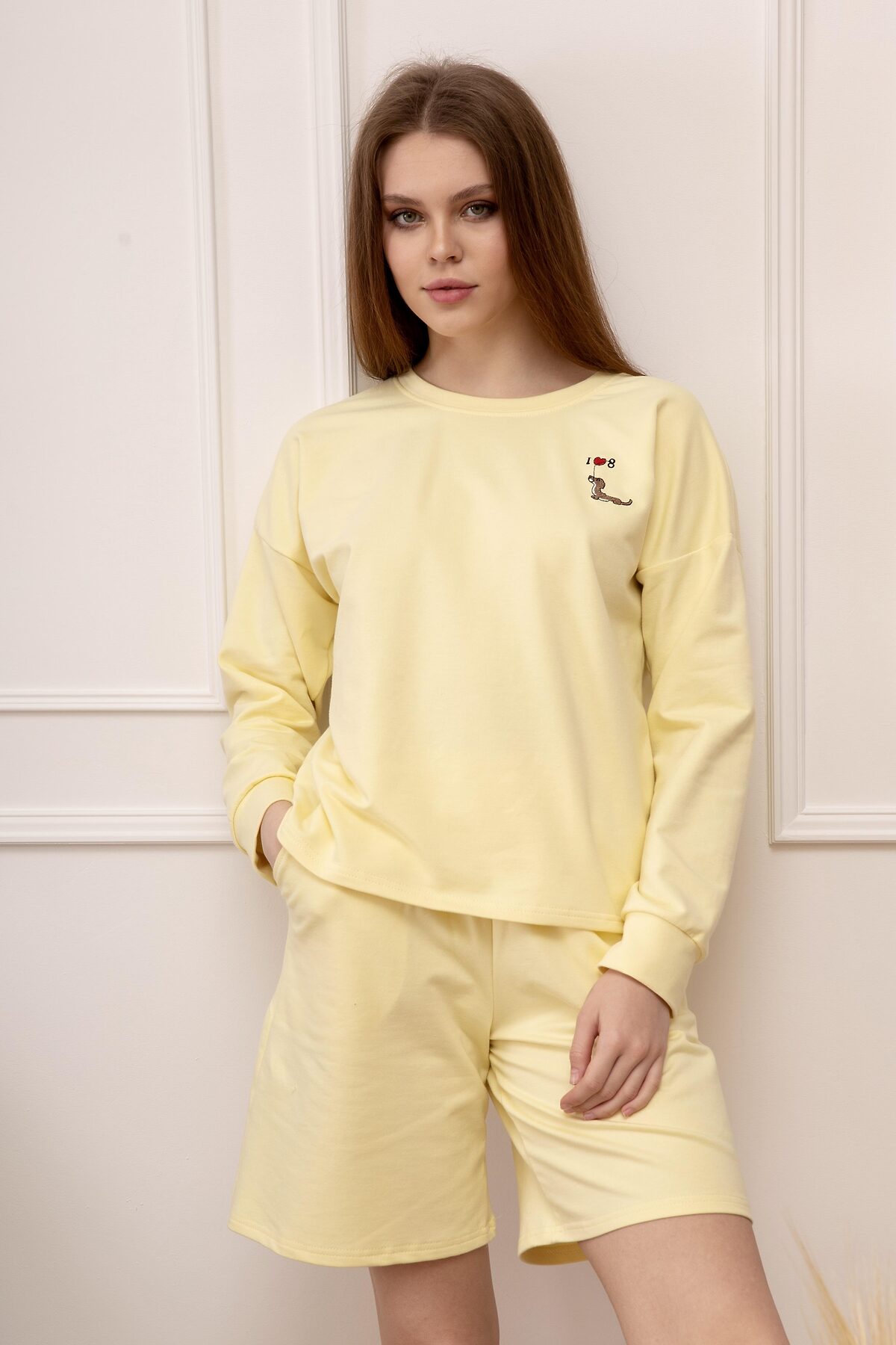 Костюм (Свитшот+Шорты) LIKA DRESS #862870Желтый
