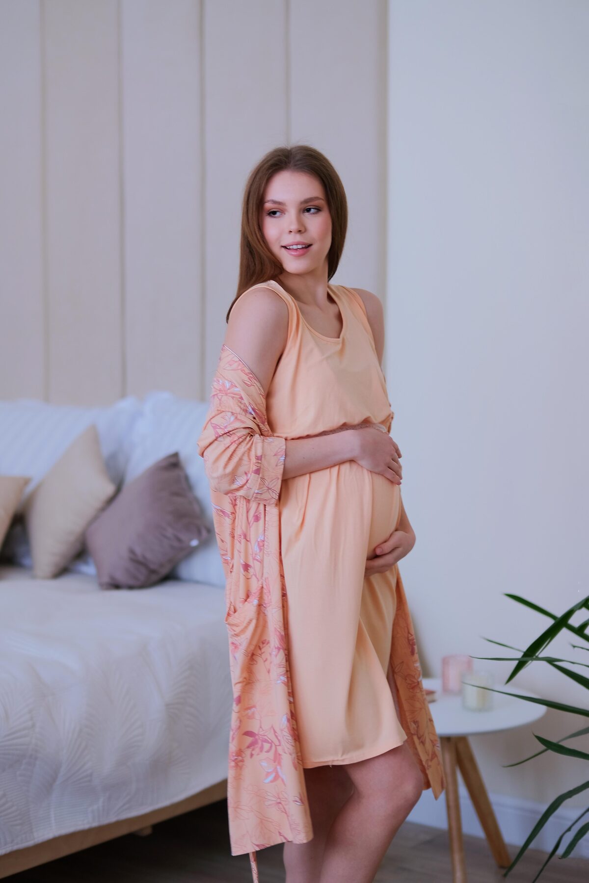 Комплект (Халат + Ночная сорочка) LIKA DRESS #863585Оранжевый
