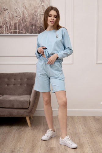 Костюм (Свитшот+Шорты) LIKA DRESS #862869Голубой