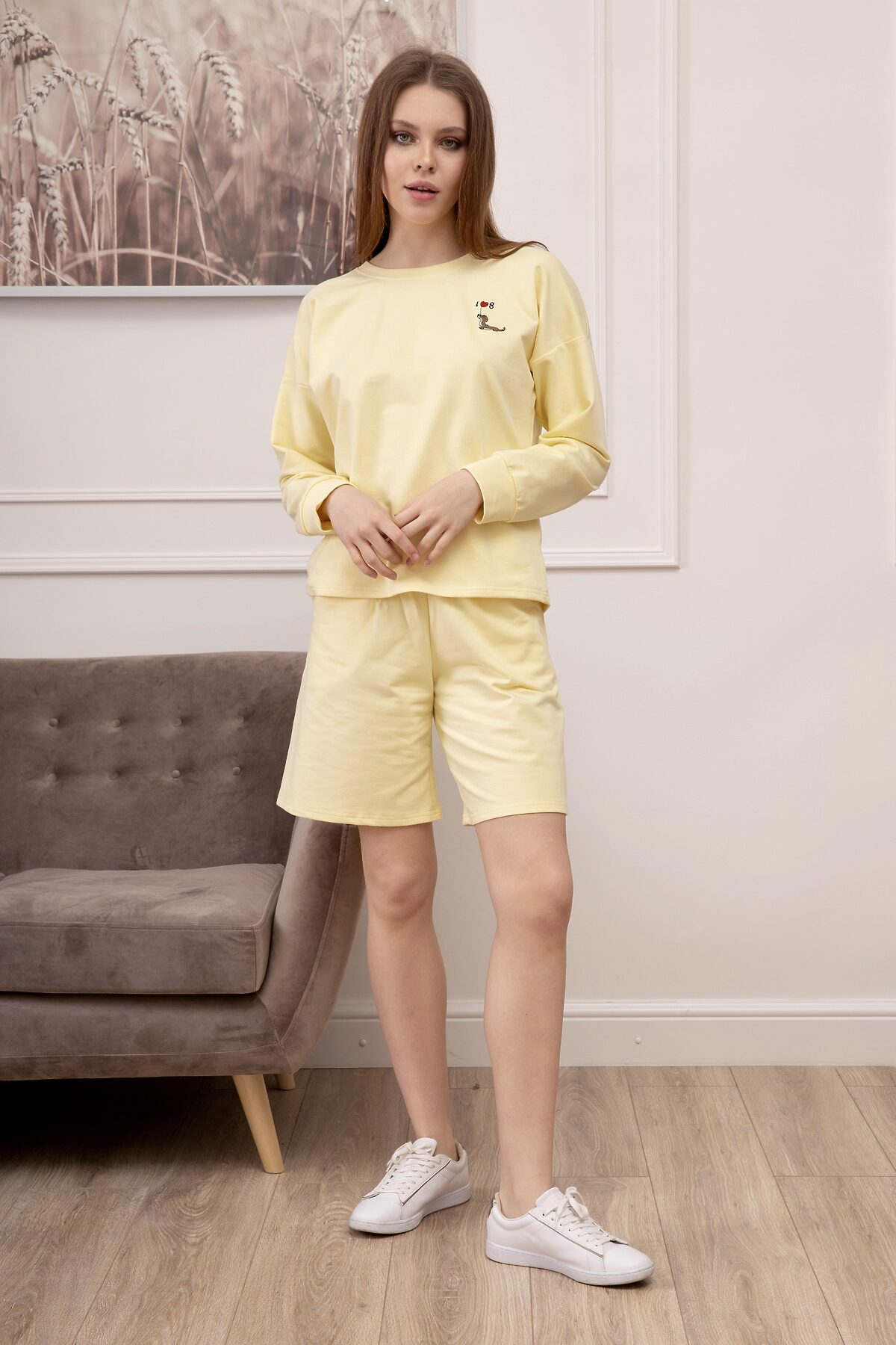 Костюм (Свитшот+Шорты) LIKA DRESS #862870Желтый