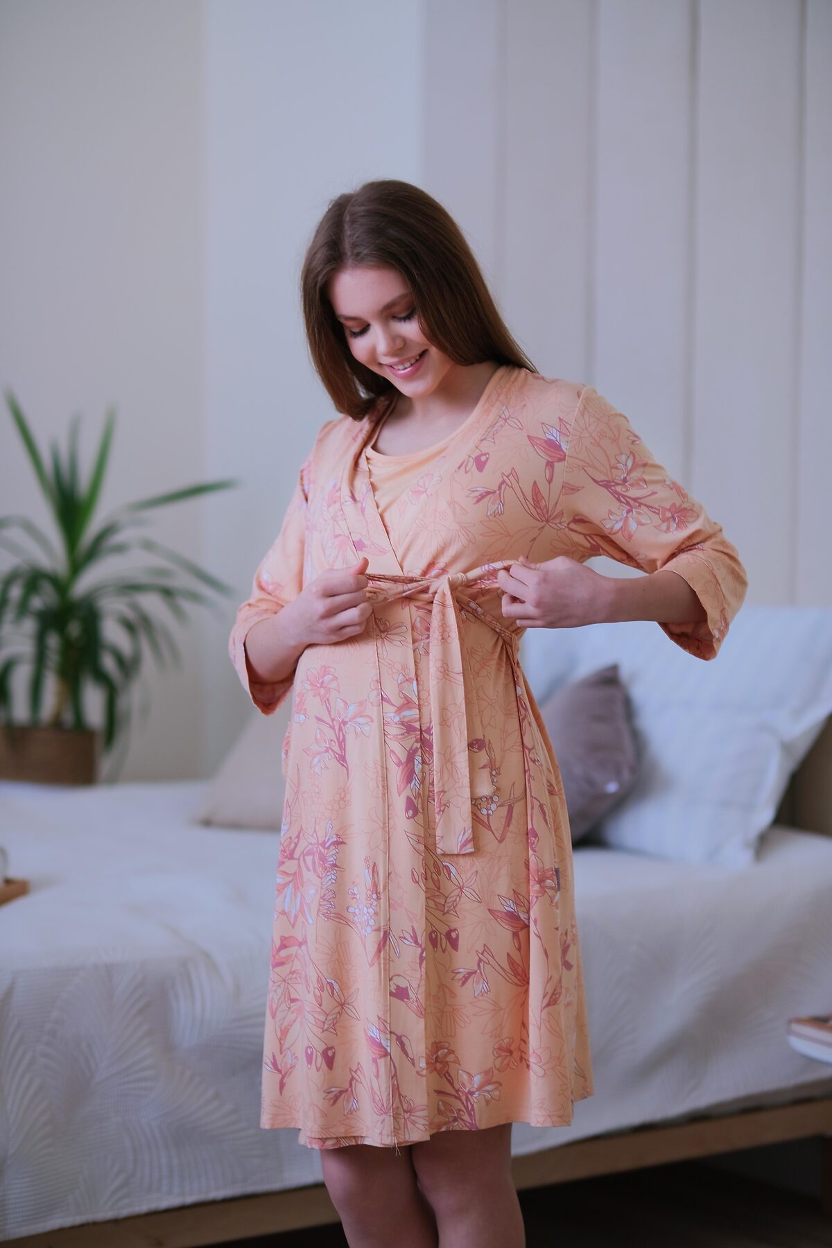 Комплект (Халат + Ночная сорочка) LIKA DRESS #863585Оранжевый