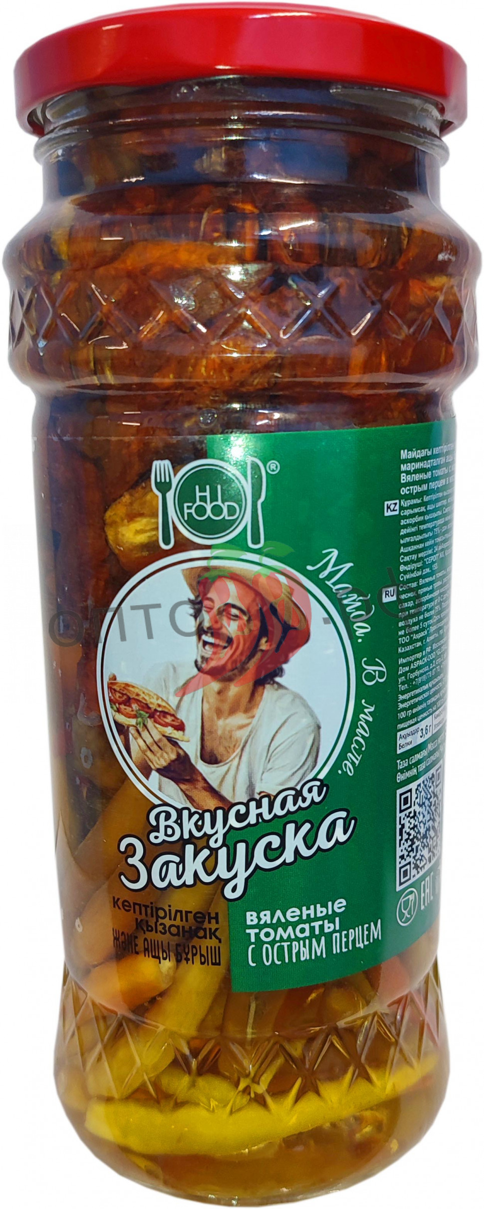 HiFood вкусная закуска Вяленые томаты с острым перцем 510гр