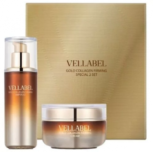 Набор уходовый для лица укрепляющий с золотом и коллагеном Vellabel Gold Collagen Firming Special 2 Set (крем + сыворотка)