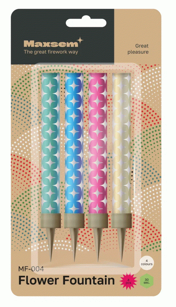 Фонтан свеча для торта Flower Fountain 10 см 4 штуки MF-004 Maxsem
