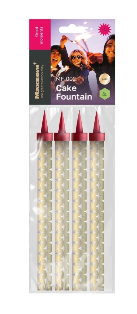 Фонтан свеча для торта Cake Fountain 15 см 4 штуки MF-002 Maxsem