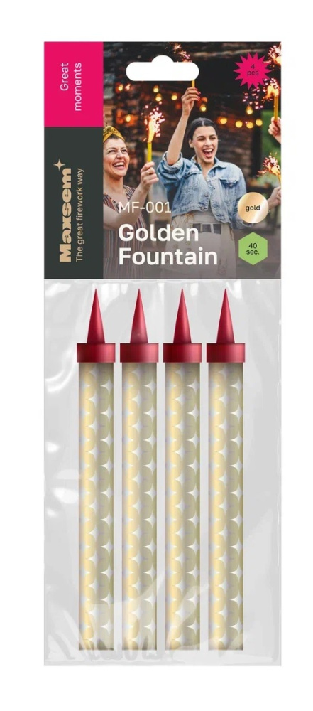 Фонтан свеча для торта Golden Fountain 12 см 4 штуки MF-001 Maxsem