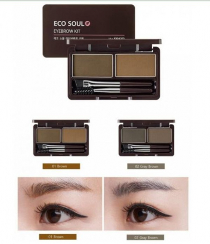 Набор для моделирования бровей THE SAEM Eco Soul Eyebrow Kit №1 Brown (с одной кисточкой)