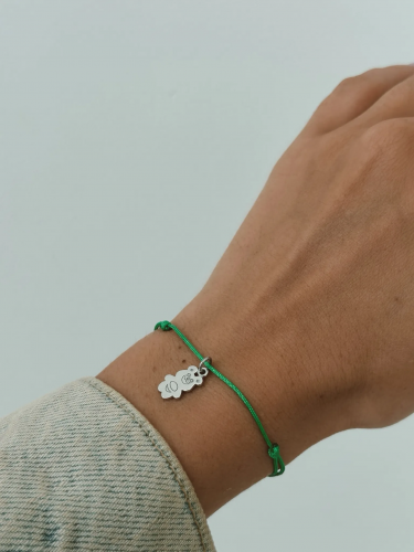 Серебряный браслет на нити «МИШКА»