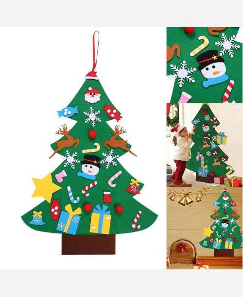 Елочка из фетра подвесная с игрушками в комплекте. 9046363