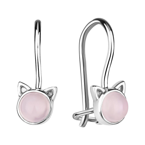 Серьги из серебра розовый кварц, Л-10716