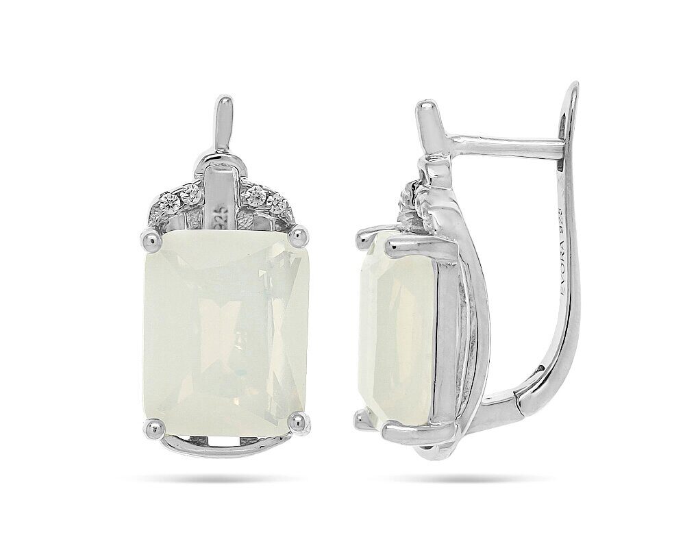Серьги из серебра лунный камень, МЦВ988