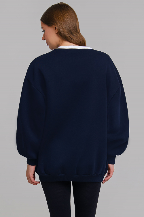 Арт. 1901 Свитшот женский с начесом удлиненный оверсайз 44-54