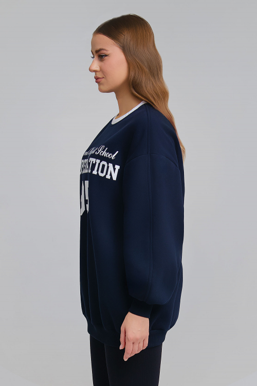 Арт. 1901 Свитшот женский с начесом удлиненный оверсайз 44-54