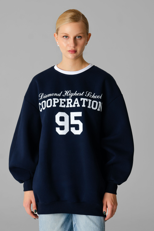 Арт. 1901 Свитшот женский с начесом удлиненный оверсайз 44-54