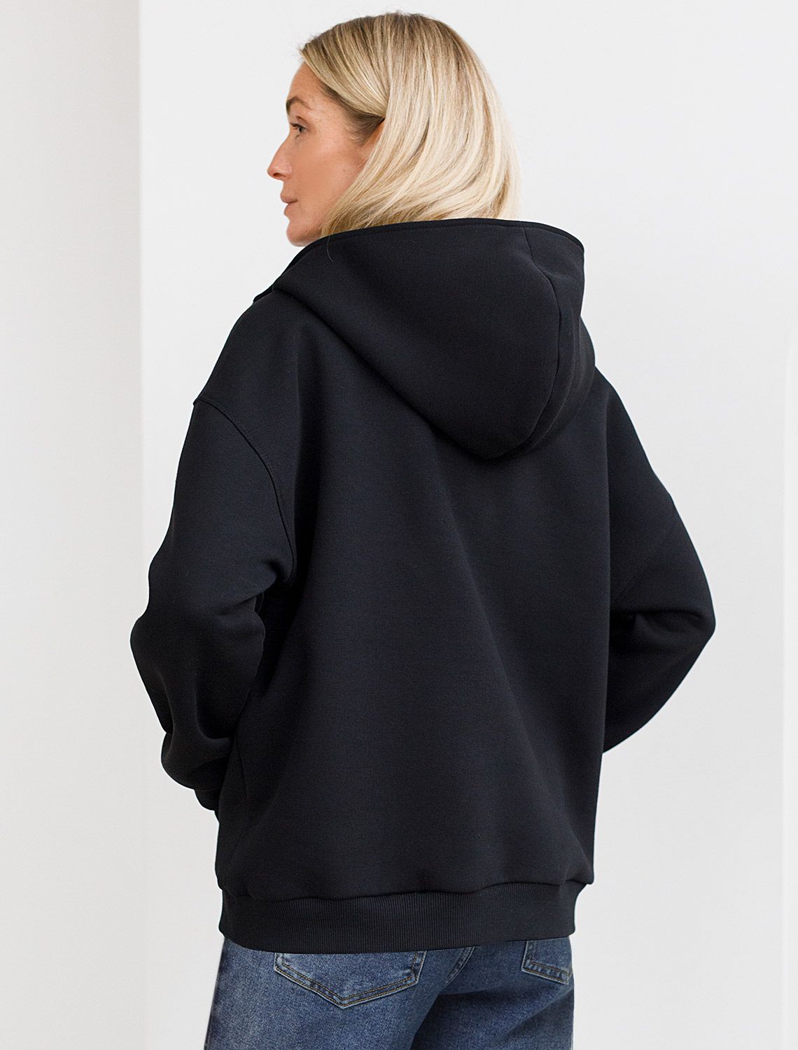 Худи из премиального футера трехнитки с начесом D49.059 черный