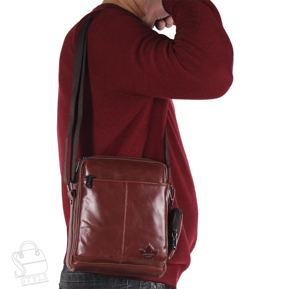 Сумка мужская кожаная 6882-2Z brown Zinimsk