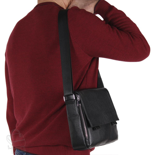 Сумка мужская кожаная 8877H black Heanbag