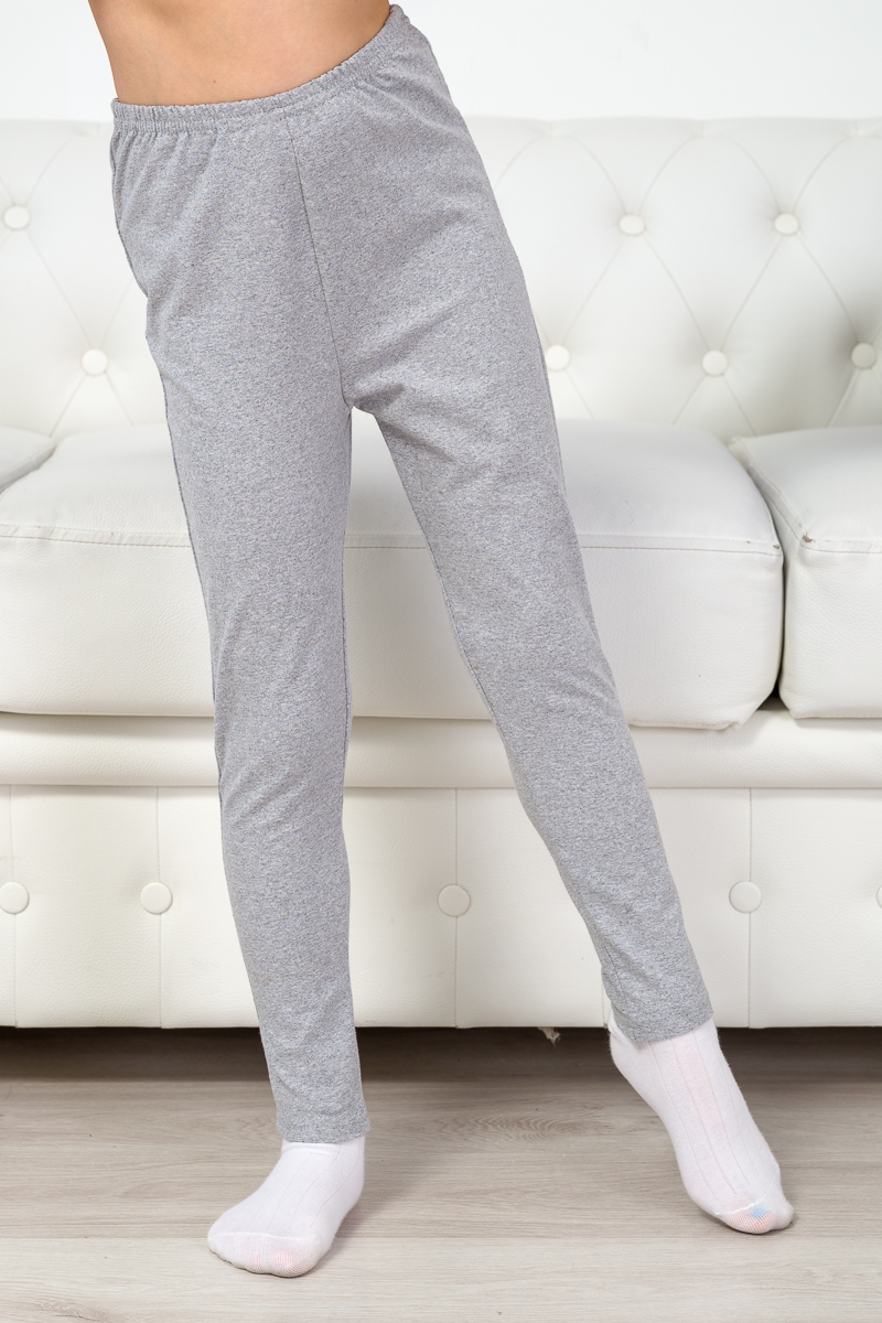 Легинсы подростковые из кулирки с лайкрой серый меланж