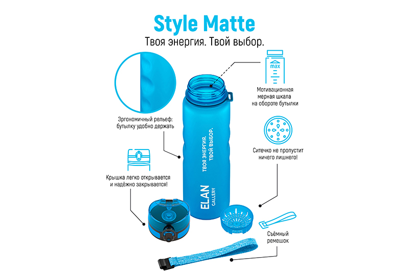 Бутылка для воды 1000 мл 7,8*7,8*28,5 см