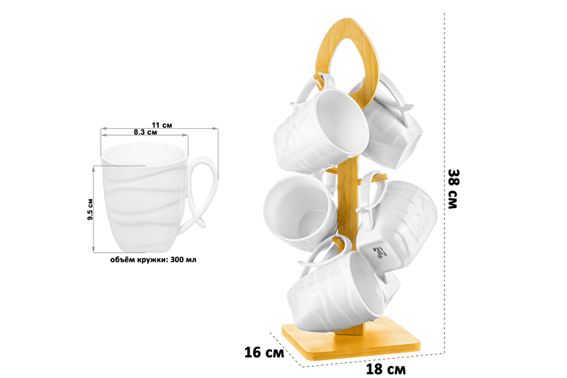 Набор 6 кружек 300 мл 16*18*38 см