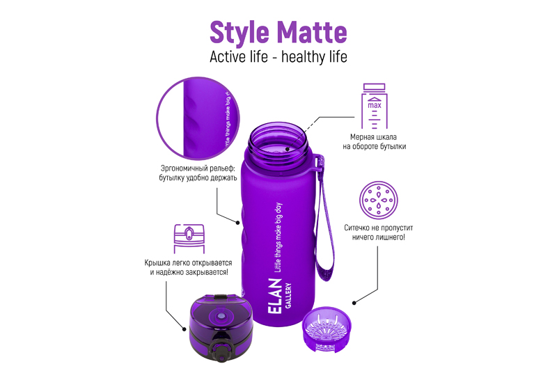 Бутылка для воды 500 мл 6,5*6,5*23 см