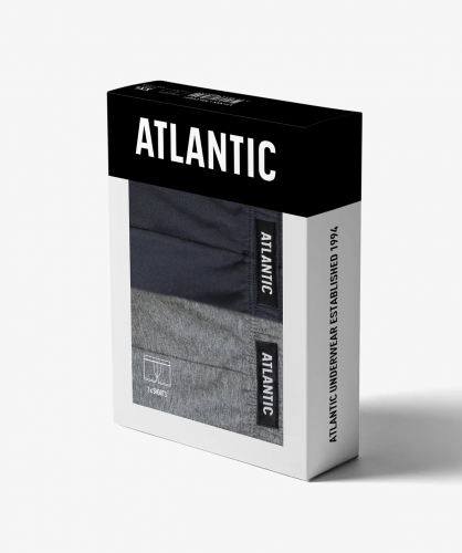 Мужские трусы шорты Atlantic, набор из 2 шт., хлопок, графитовые + серый меланж, 2RMH-007