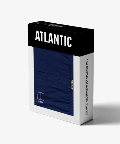 Мужские трусы боксеры Atlantic, 1 шт., хлопок, темно-голубые, RMX-003