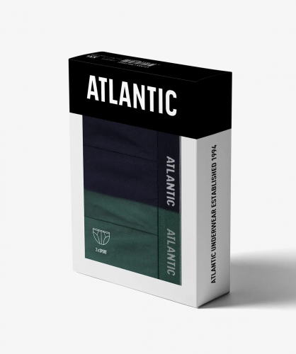 Мужские трусы слипы спорт Atlantic, набор 2 шт., хлопок, темно-синие + зеленые, 2RMP-001