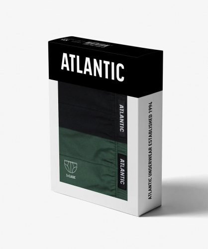 Мужские трусы слипы классика Atlantic, набор 2 шт., хлопок, черные + зеленые, 2RMP-006