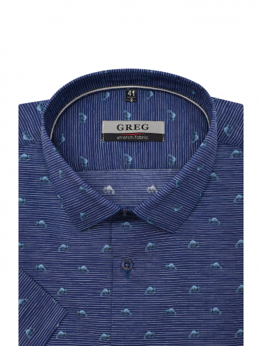 Сорочка мужская короткий рукав GREG 223/207/2832/ZN/1p STRETCH