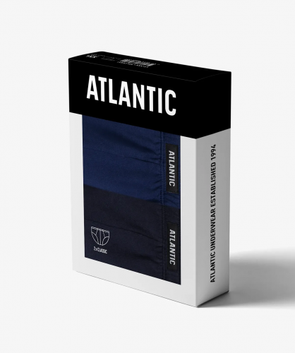 Мужские трусы слипы классика Atlantic, набор 2 шт., хлопок, темно-голубые + темно-синие, 2RMP-006