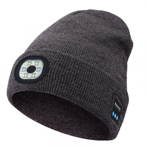 Шапка с фонариком и bluetooth наушниками 0013