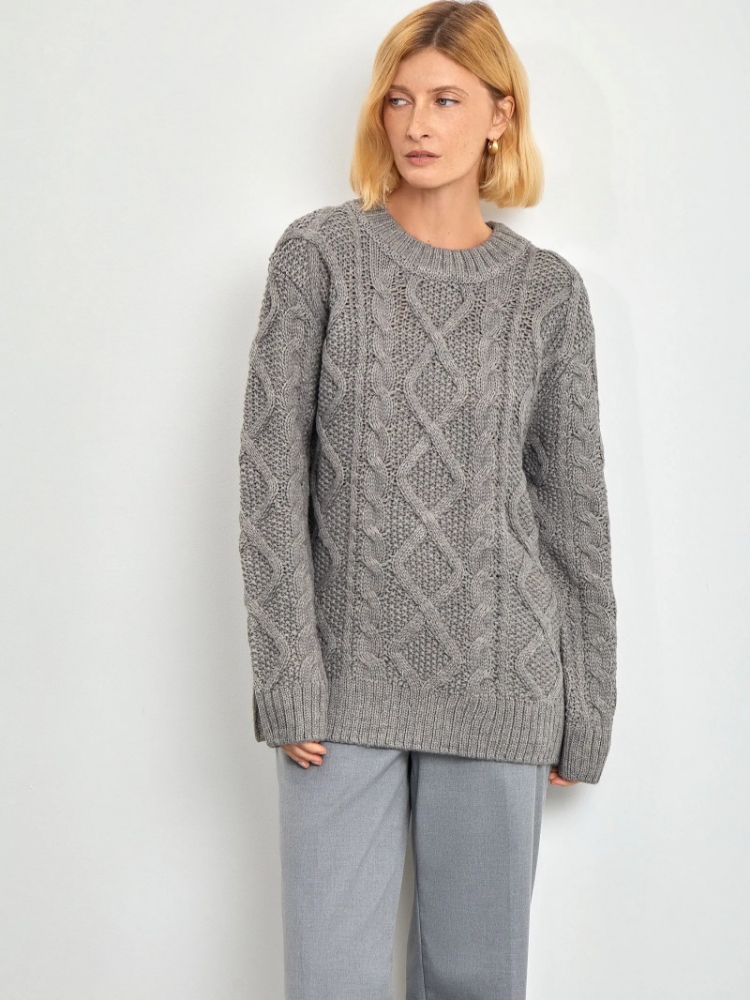 Джемпер с узорной вязкой из смесового хлопка ,
85% акрил, 15% шерсть ,