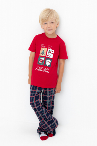 Crockid Пижама К 1599 кармин, шотландская клетка Crockid