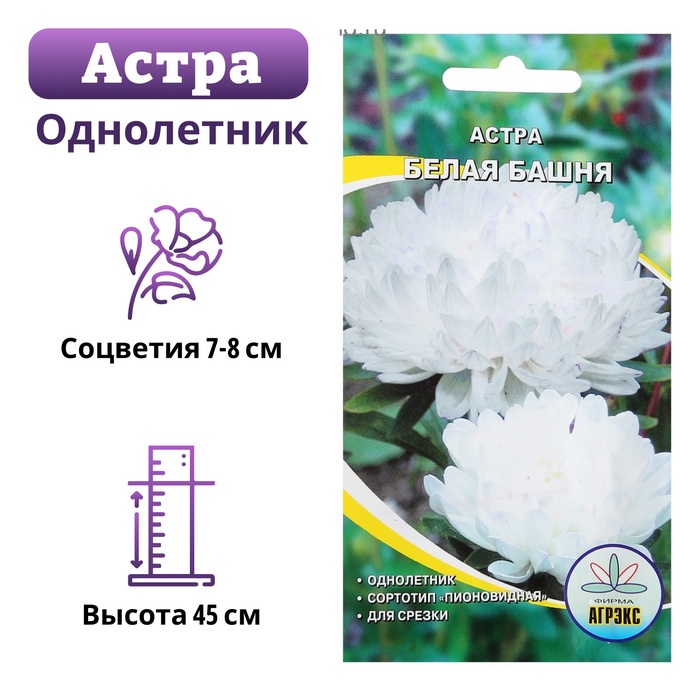 Семена цветов Астра пионовидная