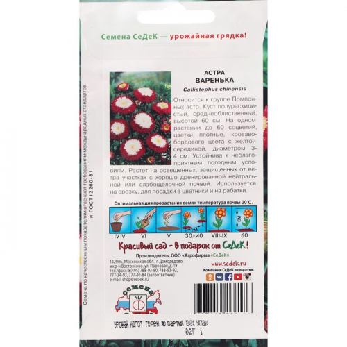 Семена Цветов Астра 