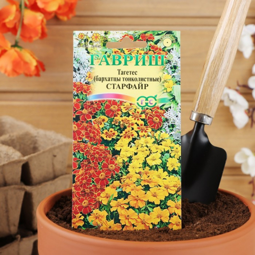 Семена цветов Бархатцы «Старфайр», ц/п, тонколистные, смесь, 0.1 г