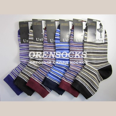 ЮСТА ЖЕНСКИЕ НОСКИ ХЛОПОК С ЛАЙКРОЙ 2с8 АССОРТИ