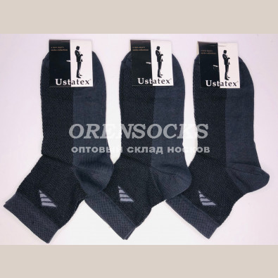 ЮСТА НОСКИ СПОРТИВНЫЕ ПОЛУСЕТКА ХЛОПОК ТЕМНО-СЕРЫЕ 1С19