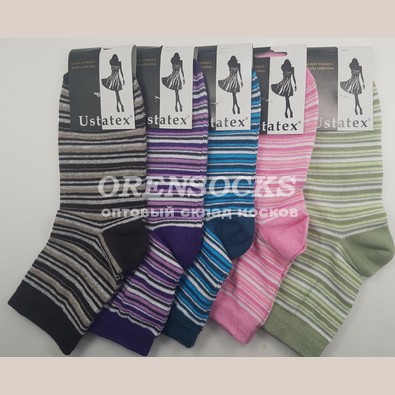 ЮСТА ЖЕНСКИЕ НОСКИ ХЛОПОК С ЛАЙКРОЙ 2с8 АССОРТИ