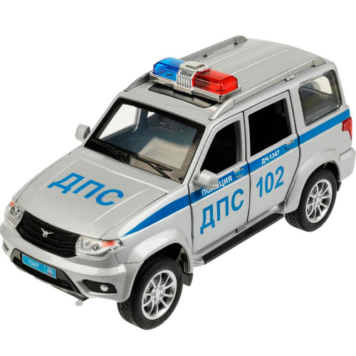 Модель PATRIOT-124SL-POL-GY UAZ ПАТРИОТ ПОЛИЦИЯ 17,8 см Технопарк  в коробке /48/ в Нижнем Новгороде
