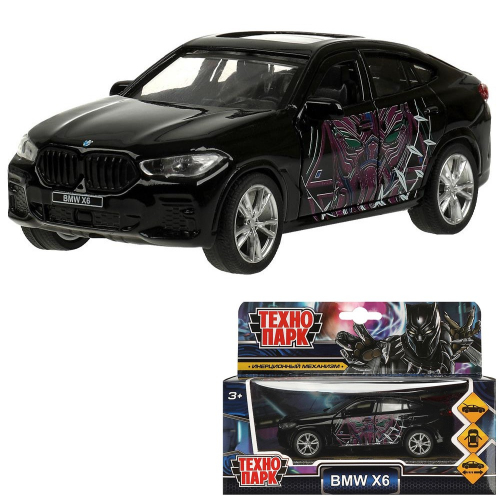 Модель X6-12-BP-BK BMW X6 черная пантера длина 12 см, двери, багаж, инерц, черн Технопарк  в кор. в Нижнем Новгороде