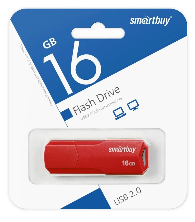 Флешка SmartBuy USB flash drive 16GB Clue (красный)