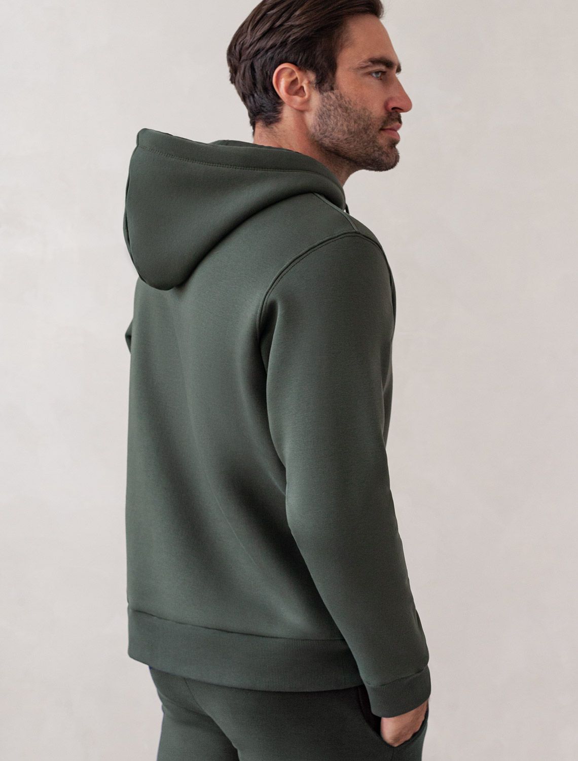 Худи из премиального футера трехнитки с начесом U49.036 хаки