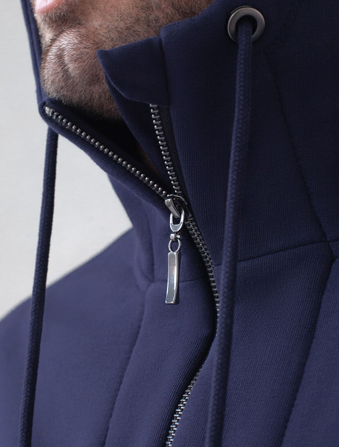 Худи на молнии из премиального футера трехнитки с начесом U49.037 т.синий